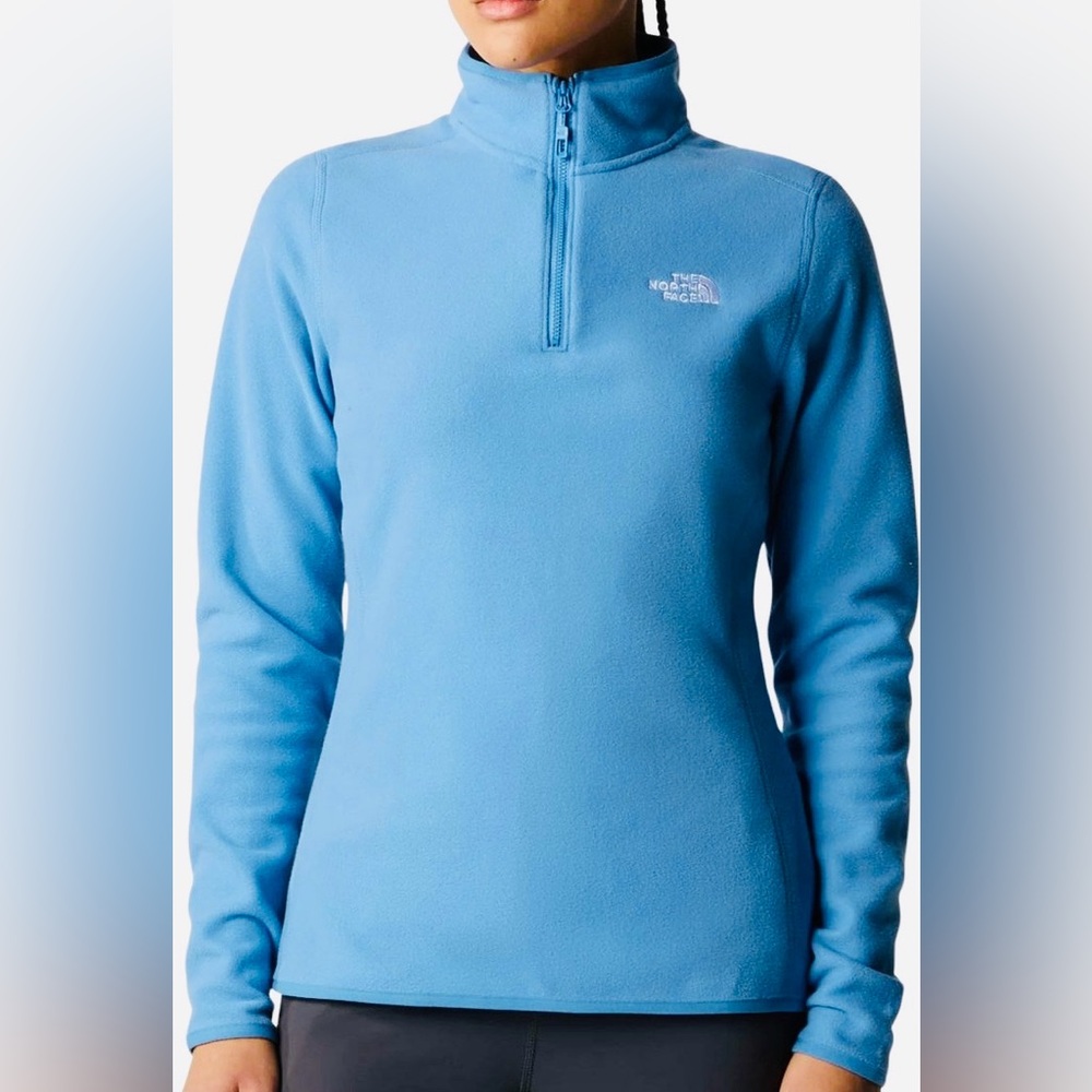 The North Face Women’s Medium TKA 100 Sky Blue Lightweight Fleece Pullov…